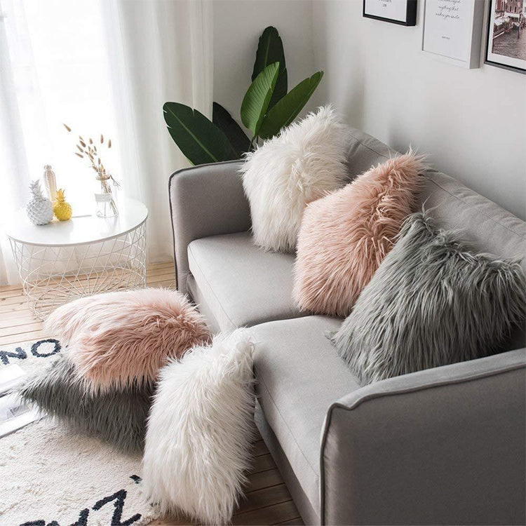 Velvet Long Plush Pillow Cover Popular Square Furry Cover Home Bed Room Decoration Pillowcase, Size: 45 x 45cm(Green)