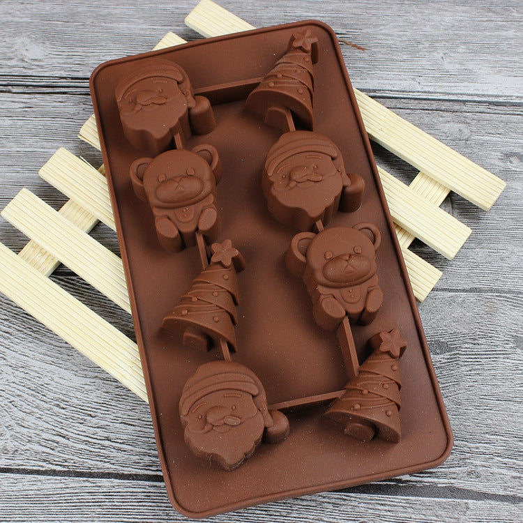 2 PCS Christmas Tree Santa Claus Chocolate Dessert Pastry Kitchen Baking Silicone Ice Lattice Mold