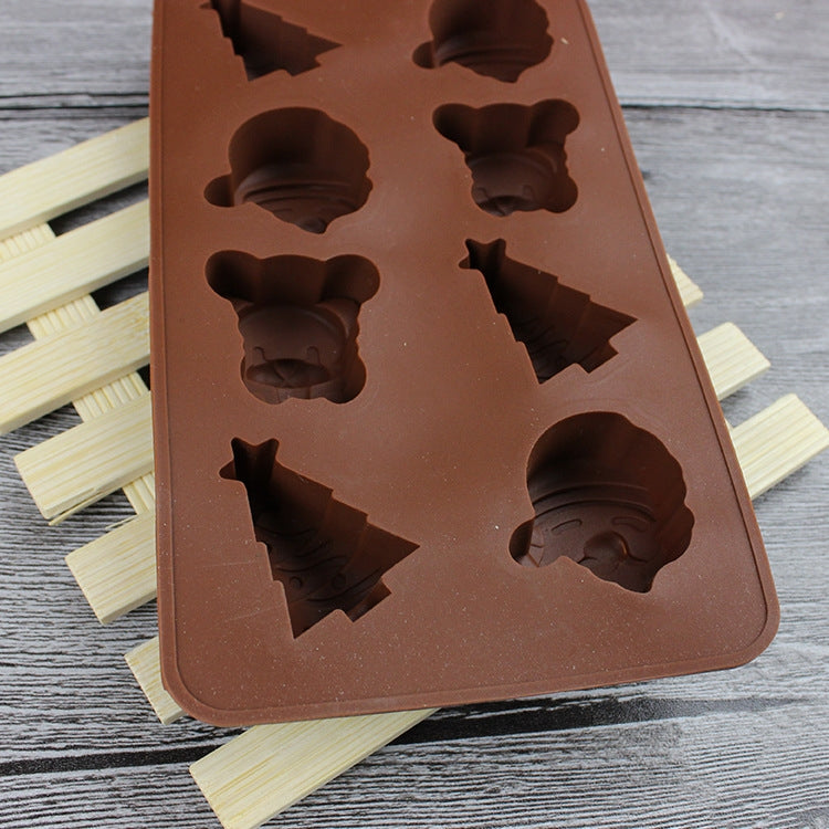 2 PCS Christmas Tree Santa Claus Chocolate Dessert Pastry Kitchen Baking Silicone Ice Lattice Mold