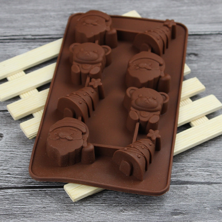 2 PCS Christmas Tree Santa Claus Chocolate Dessert Pastry Kitchen Baking Silicone Ice Lattice Mold
