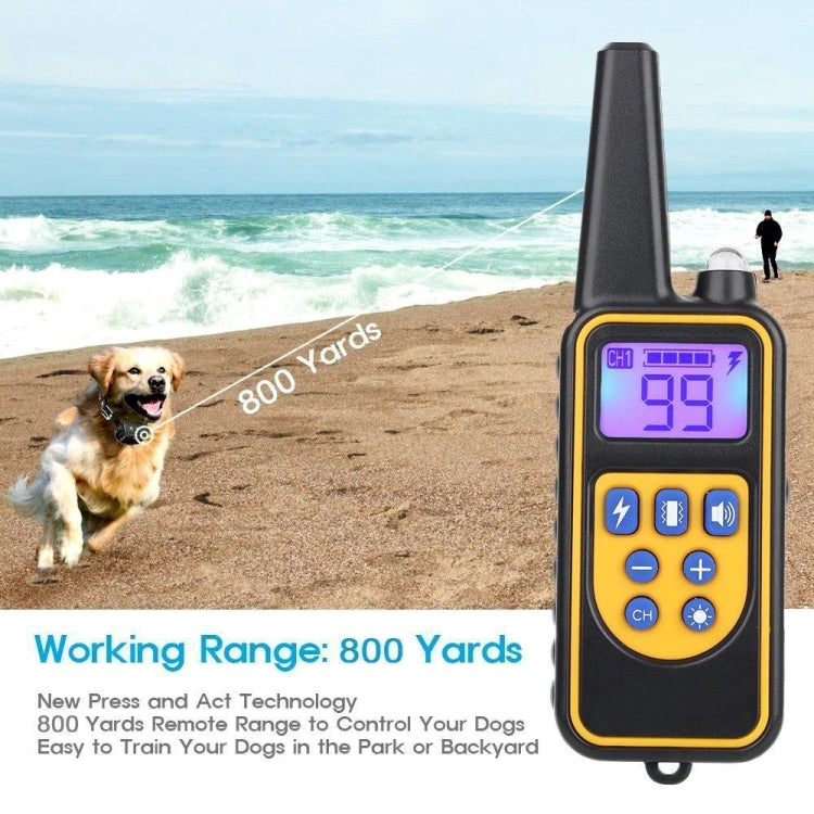 880-2 800 Yards Rechargeable Remote Control Collar Dog Training Device Anti Barking Device(Black+Orange)