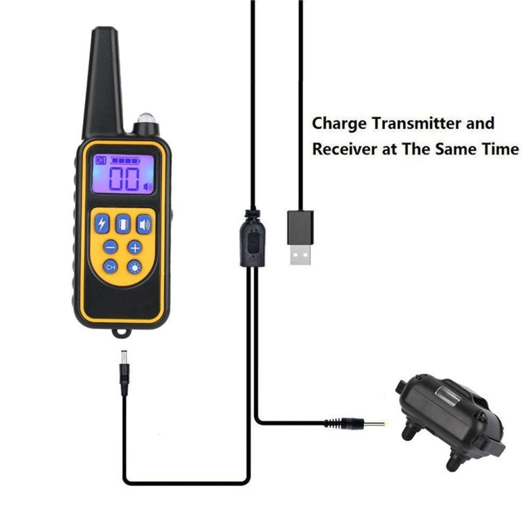 880-2 800 Yards Rechargeable Remote Control Collar Dog Training Device Anti Barking Device(Black+Orange)