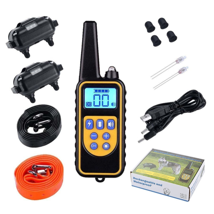 880-2 800 Yards Rechargeable Remote Control Collar Dog Training Device Anti Barking Device(Black+Orange)