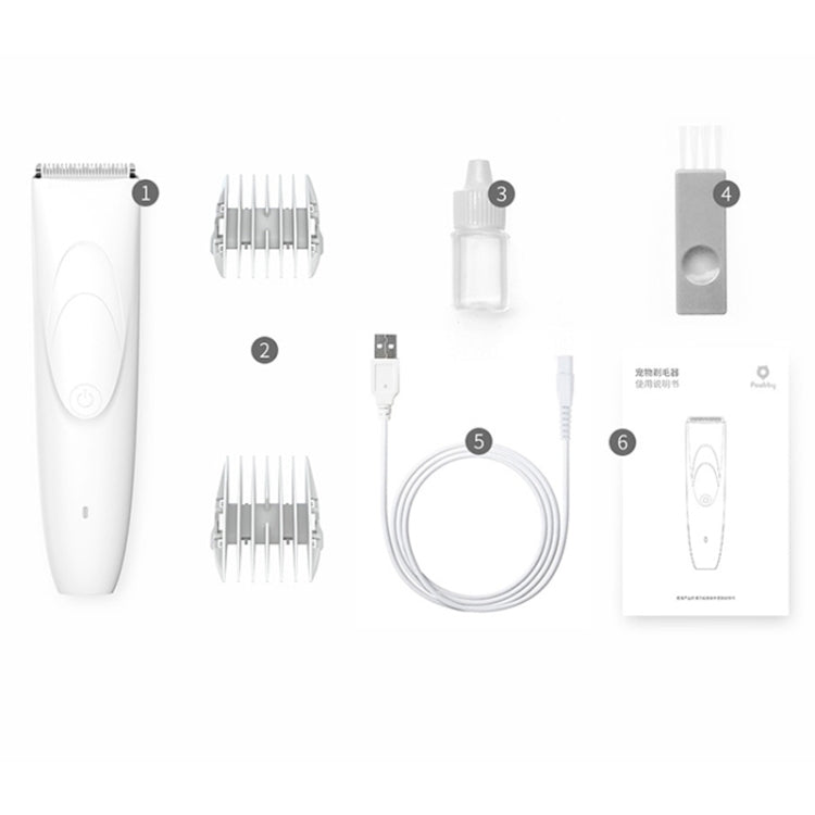 Original Xiaomi Youpin Pawbby Dog Professional Razor Pet Grooming Clippers Electric Rechargeable Safety Haircut Machine(White)