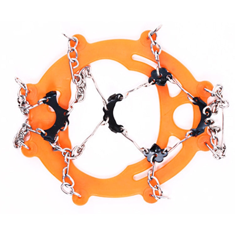 One Pair 8 Teeth Anti-Slip Ice Gripper Hiking Climbing Chain Shoes Covers(Orange)