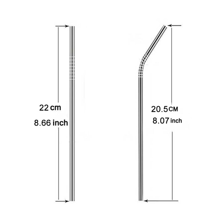 4pcs Reusable Stainless Steel Drinking Straw + Cleaner Brush Set Kit,  215*6mm(Black)