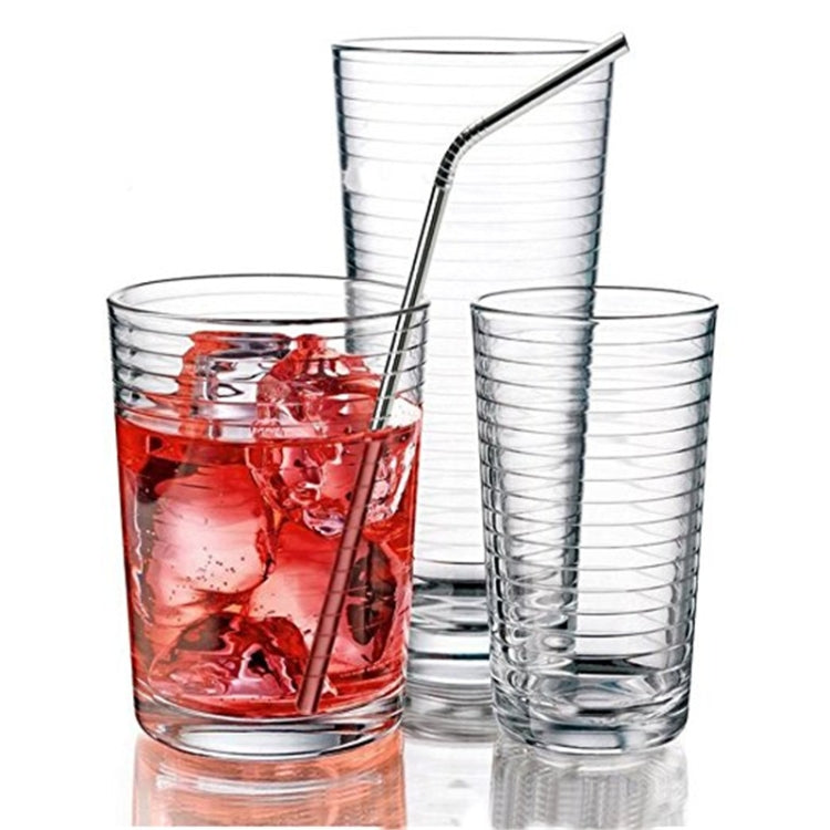 5pcs Reusable Stainless Steel Bent Drinking Straw + Cleaner Brush Set Kit,  266*6mm(Silver)