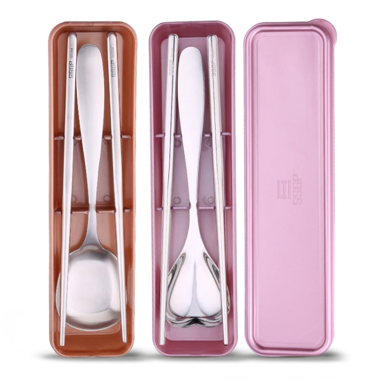 3 in 1 304 Stainless Steel Polished Portable Outdoor Tableware for Children(Rose Gold)