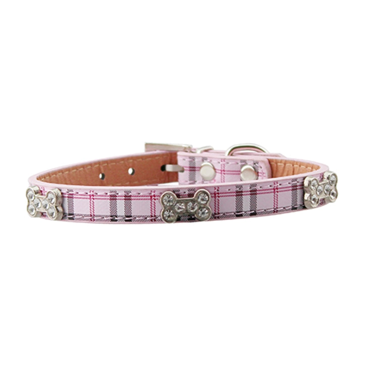 PU Leather with Bone Designs Pet Dog Collar Pet Products, Size: L, 2.5 * 51cm(Pink)