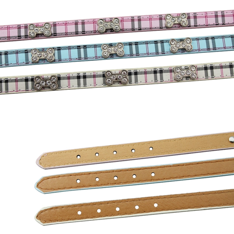 PU Leather with Bone Designs Pet Dog Collar Pet Products, Size: S, 1.5 * 37cm(Beige)