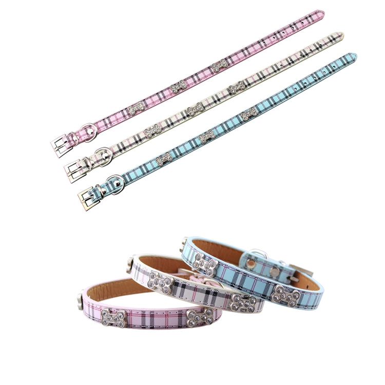 PU Leather with Bone Designs Pet Dog Collar Pet Products, Size: S, 1.5 * 37cm(Beige)