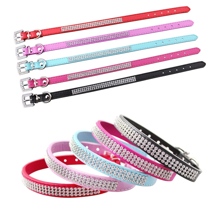 PU Diamond Studded Pet Collar Dog Collar Pet Products, Size: M, 2 * 42cm(Red)