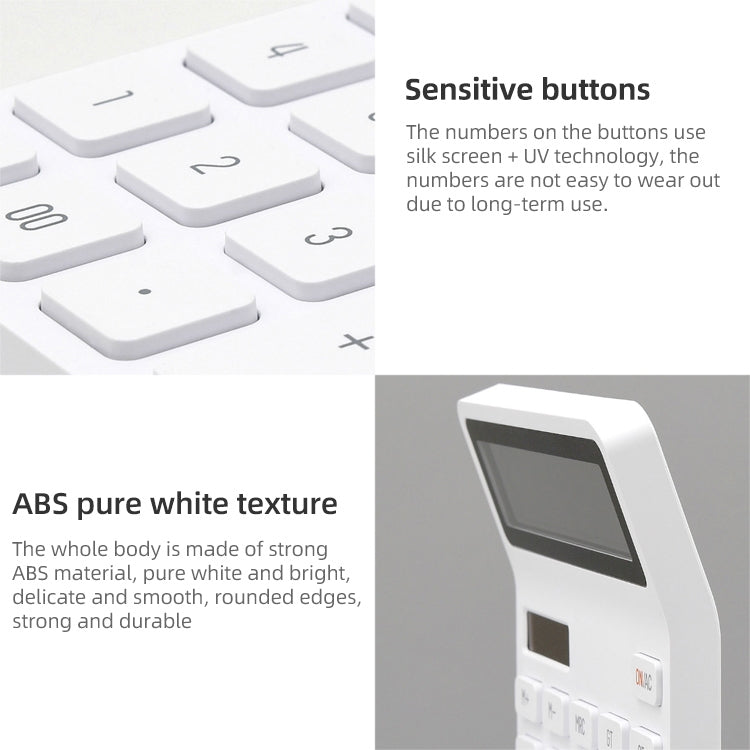 Original Xiaomi Youpin LEMO Rice Calculator 12-bit LED Display ABS Material 6 Degree Angle(White)