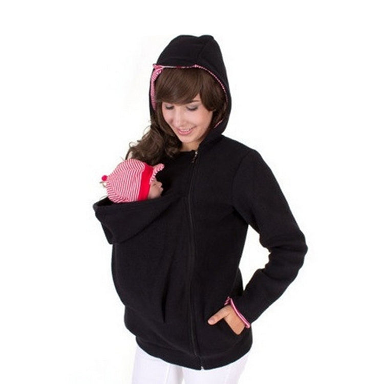 Three-in-one Multi-function Mother Kangaroo Zipper Hoodie Coat with Front Cap Size: S, Chest: 85-88cm, Waist: 65-67cm, Hip: 91-94cm (Black+Red)