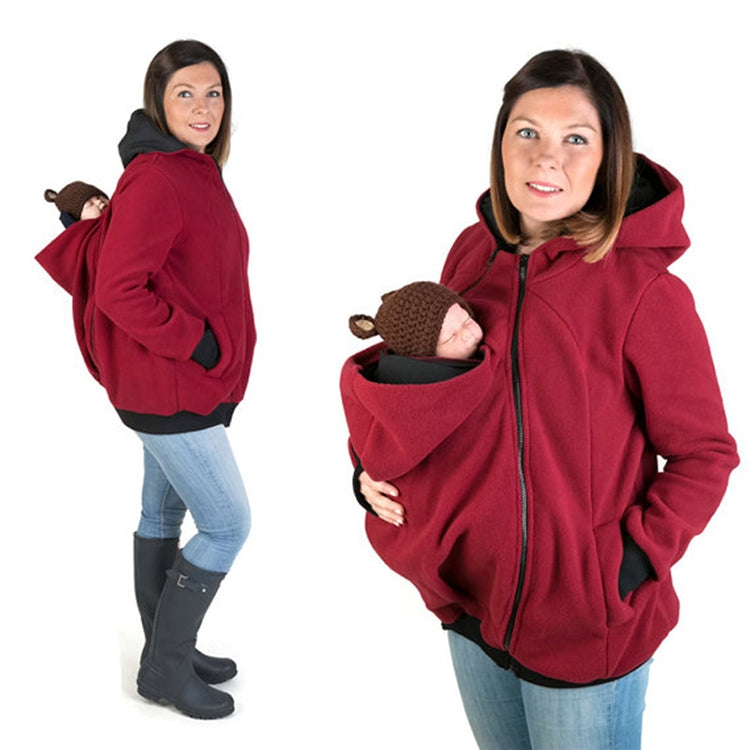 Three-in-one Multi-function Mother Kangaroo Zipper Hoodie Coat with Front Cap Size: L, Chest: 97-100cm, Waist: 76-80cm, Hip: 103-107cm (Red)