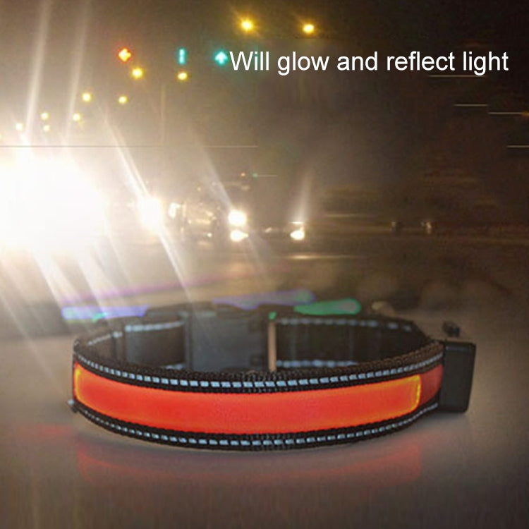 Medium and Large Dog Pet Solar + USB Charging LED Light Collar, Neck Circumference Size: S, 35-40cm(Yellow)