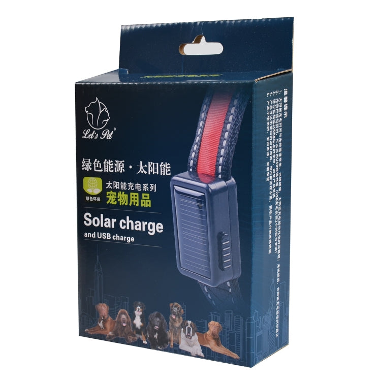 Medium and Large Dog Pet Solar + USB Charging LED Light Collar, Neck Circumference Size: L, 50-60cm(Pink)