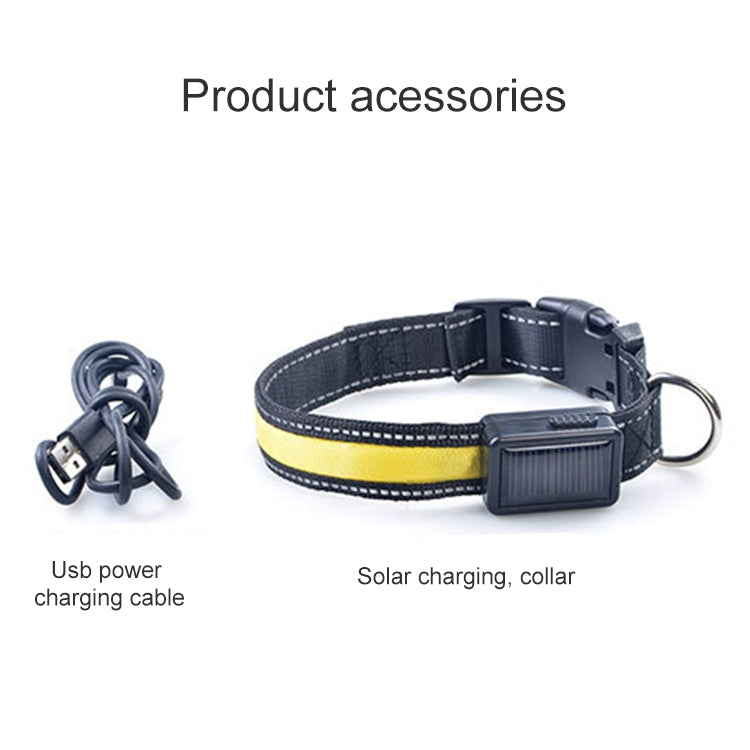 Medium and Large Dog Pet Solar + USB Charging LED Light Collar, Neck Circumference Size: L, 50-60cm(Pink)