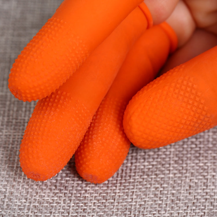 100pcs / Pack Antistatic Antislip Durable Fingertips Latex Protective Gloves, Size: M, 2.6*6.3cm(Orange)