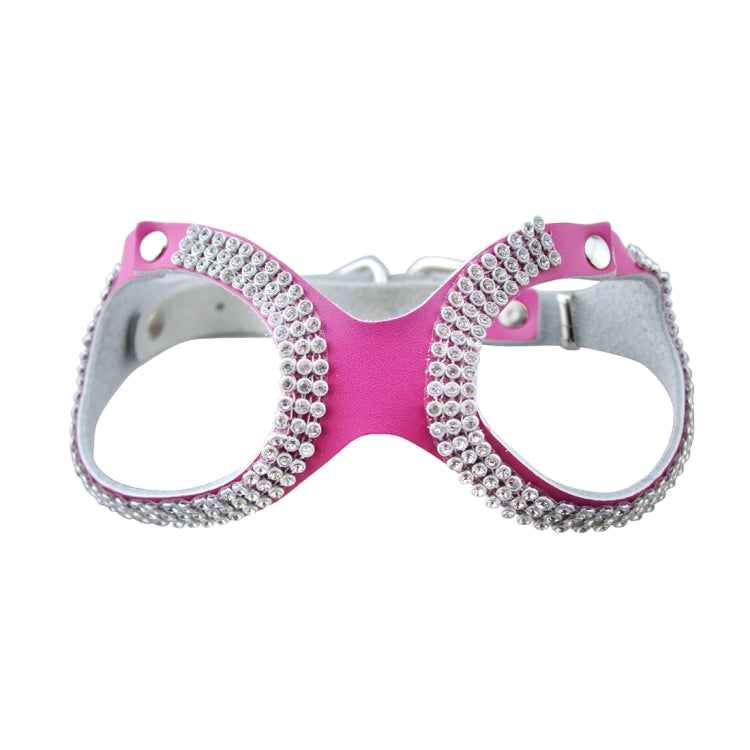 Rhinestone Leather Glasses Style Breathable Dog Chest Strap, Size: S(Magenta)