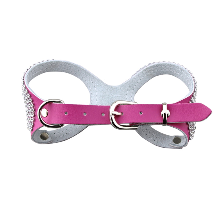 Rhinestone Leather Glasses Style Breathable Dog Chest Strap, Size: S(Magenta)