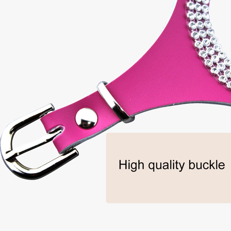 Rhinestone Leather Glasses Style Breathable Dog Chest Strap, Size: S(Magenta)