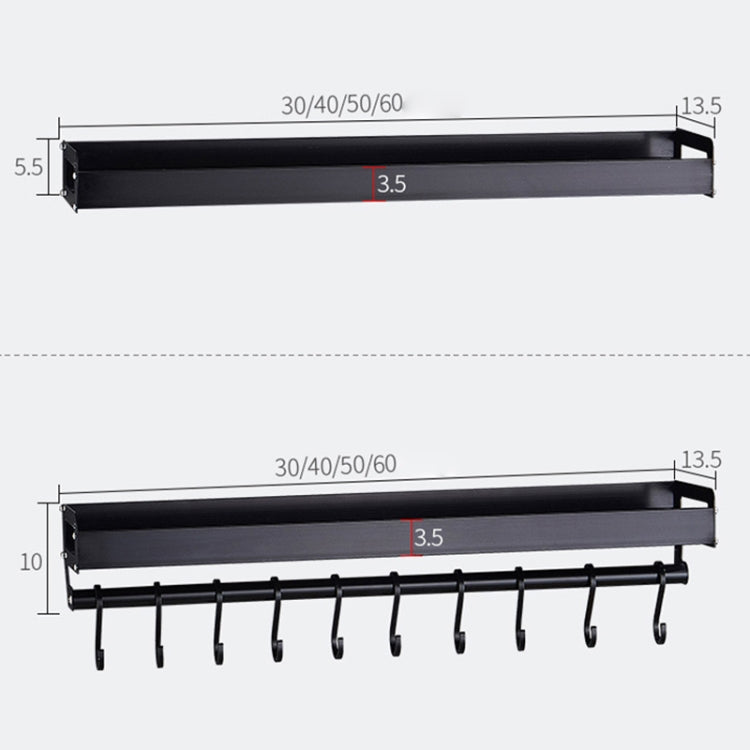 60cm Kitchen Multi-function Wall Hanging Holder Seasoning Storage Rack(Black)