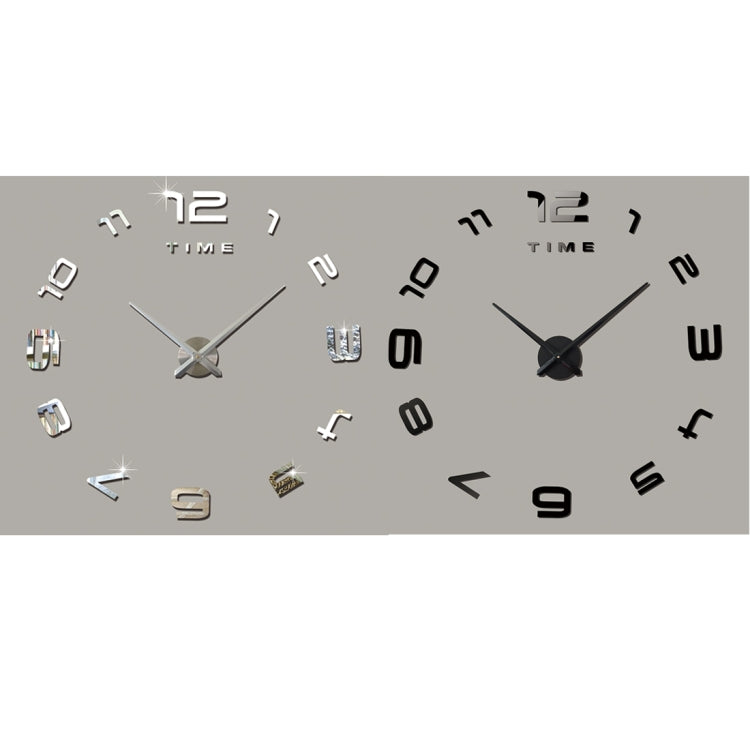 Bedroom Home Office Decoration Modern Frameless Large Number DIY 3D Mirror Wall Sticker Quiet Clock, Size: 100*100cm(Silver)
