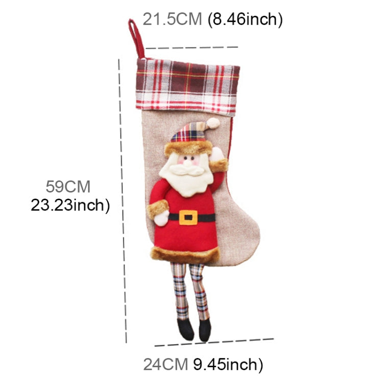 Christmas Ornament Decoration Lattice Cloth Christmas Stocking Gift Bag Pendant