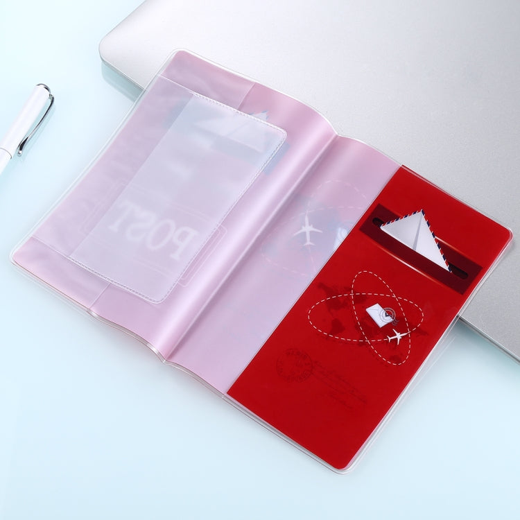 Post Pattern Red Passport Card Bag