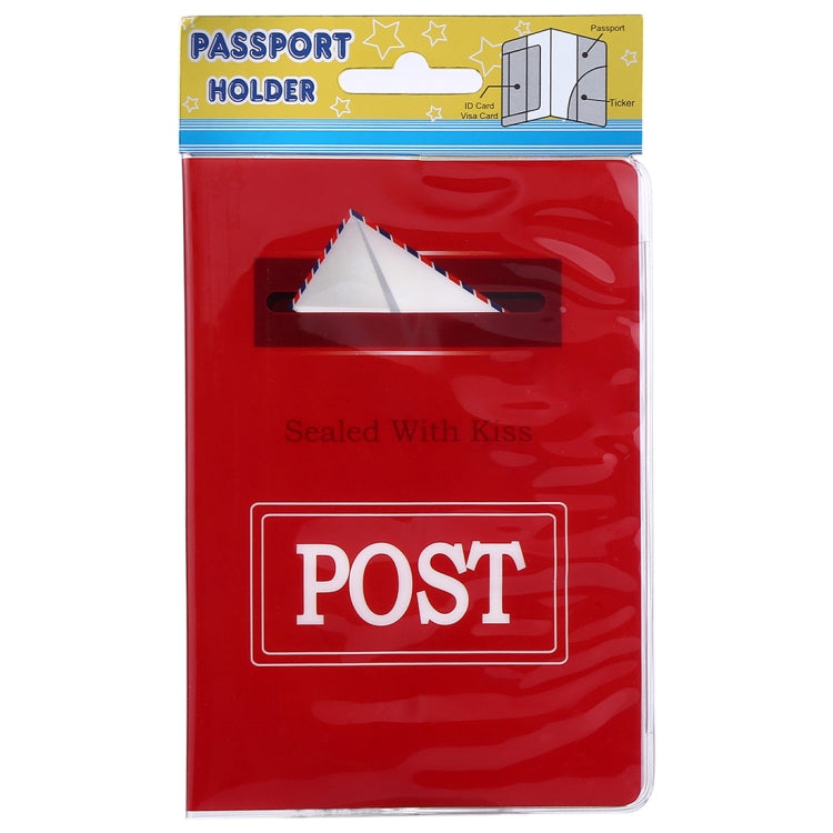 Post Pattern Red Passport Card Bag