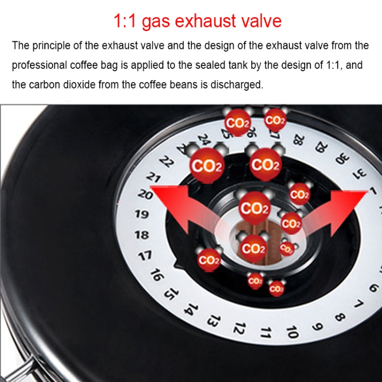 1200ml Stainless Steel Sealed Food Coffee Grounds Bean Storage Container with Built-in CO2 Gas Vent Valve & Calendar (Blue)