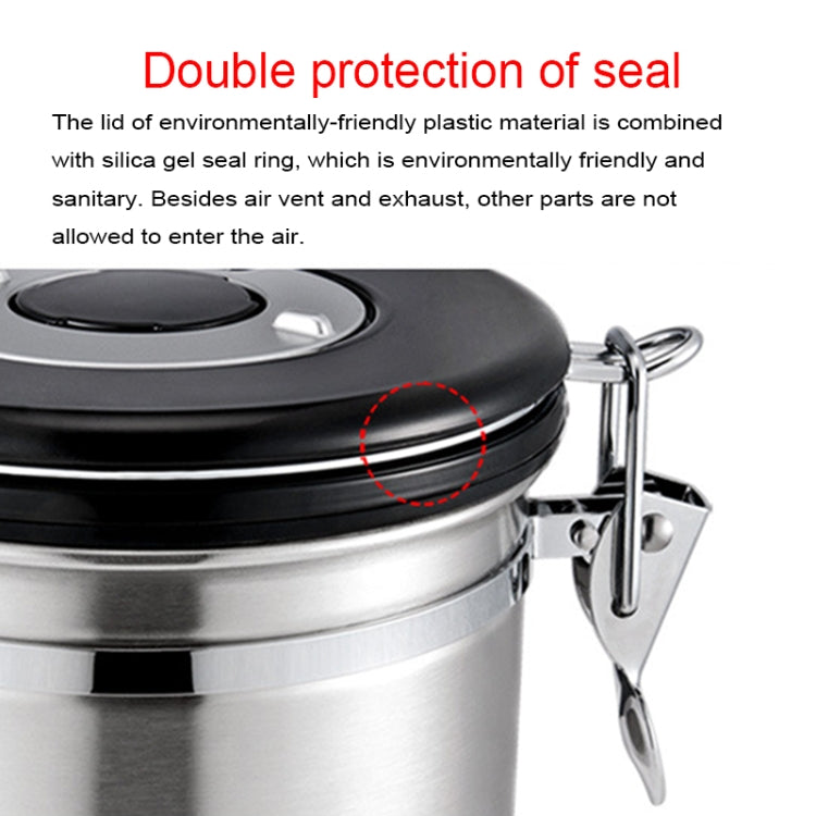 1200ml Stainless Steel Sealed Food Coffee Grounds Bean Storage Container with Built-in CO2 Gas Vent Valve & Calendar (Blue)