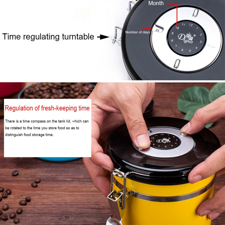 1200ml Stainless Steel Sealed Food Coffee Grounds Bean Storage Container with Built-in CO2 Gas Vent Valve & Calendar (Blue)