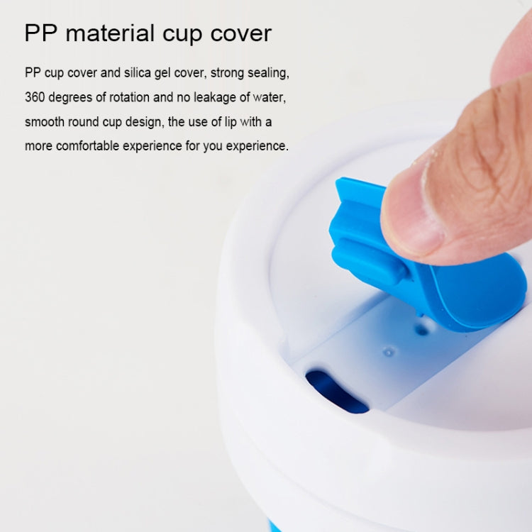 350ml Outdoor Pocket-Sized Coffee Tea Collapsible Travel Mug Silicone Cup with Lid (Blue)
