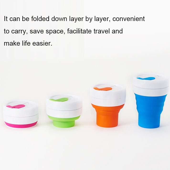 350ml Outdoor Pocket-Sized Coffee Tea Collapsible Travel Mug Silicone Cup with Lid (Blue)