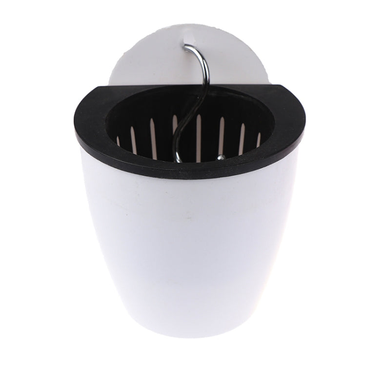 Self-Watering Planter Grow Plants Lazy Flower Pots Wall-hanging Round Resin Plastic Flower Pots, Size: 11x8x10.5cm(White)