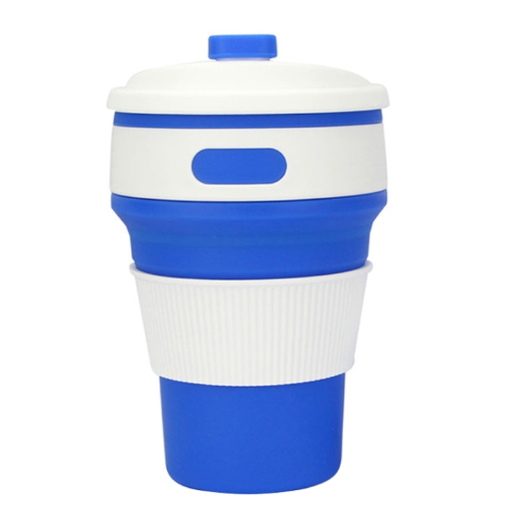 350ml Folding Portable Silicone Coffee Cup Multi-function Travel Cup (Dark Blue)