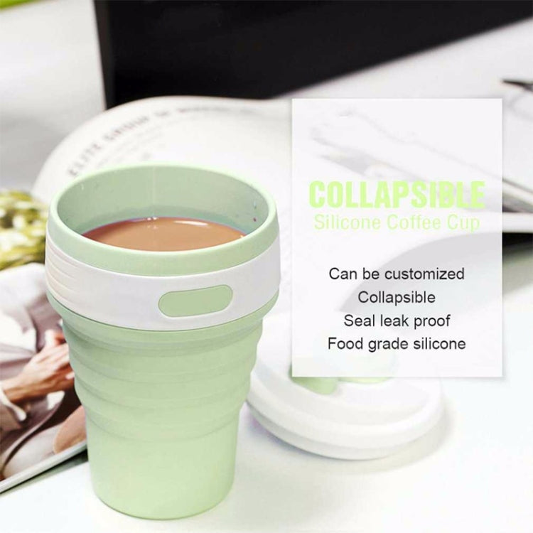 350ml Folding Portable Silicone Coffee Cup Multi-function Travel Cup (Dark Blue)