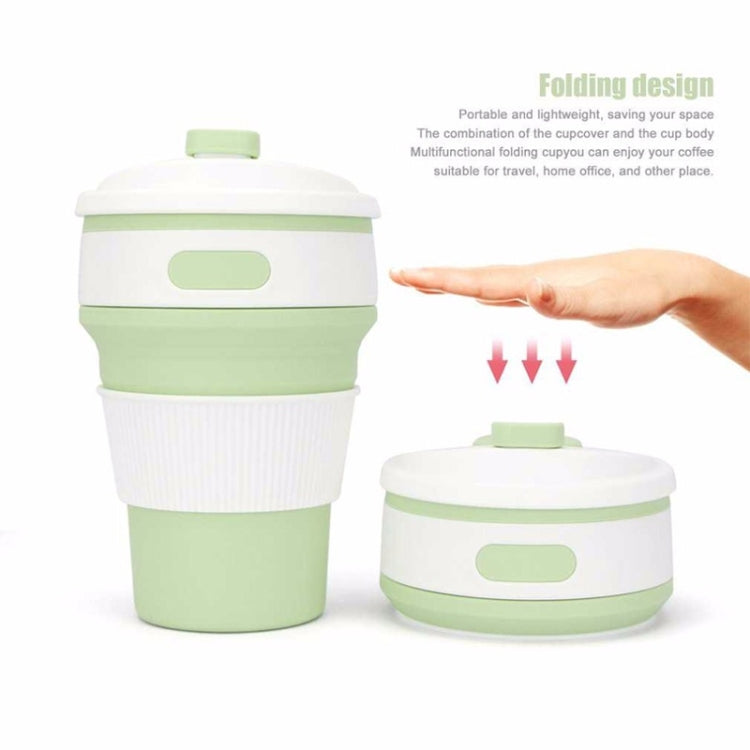 350ml Folding Portable Silicone Coffee Cup Multi-function Travel Cup (Green)