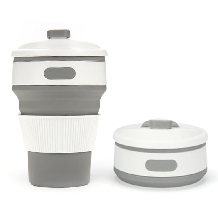350ml Folding Portable Silicone Coffee Cup Multi-function Travel Cup (Grey)