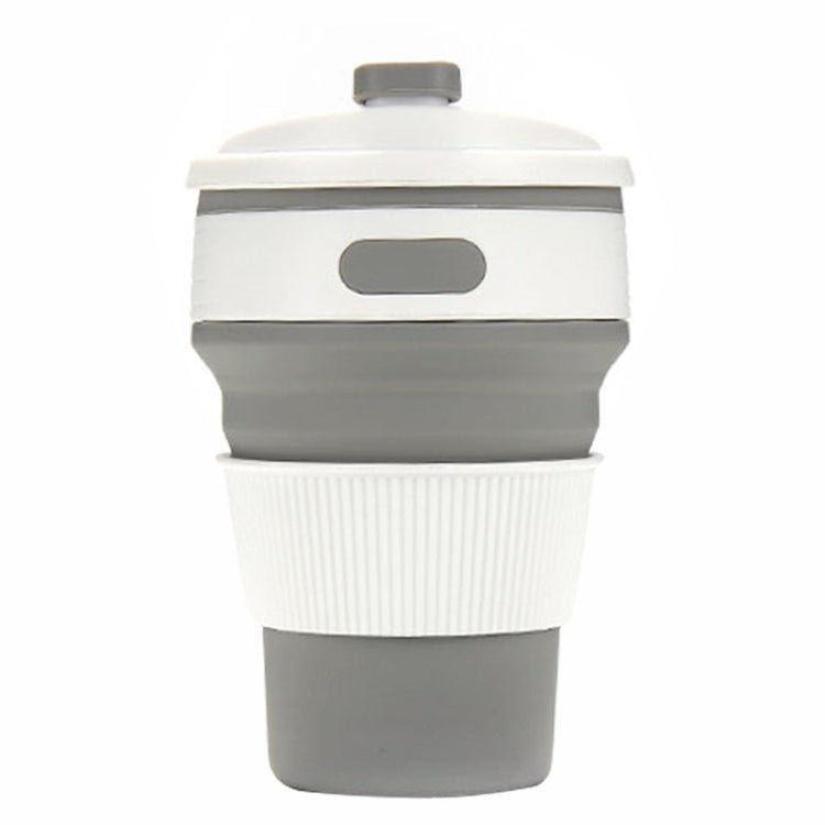 350ml Folding Portable Silicone Coffee Cup Multi-function Travel Cup (Grey)