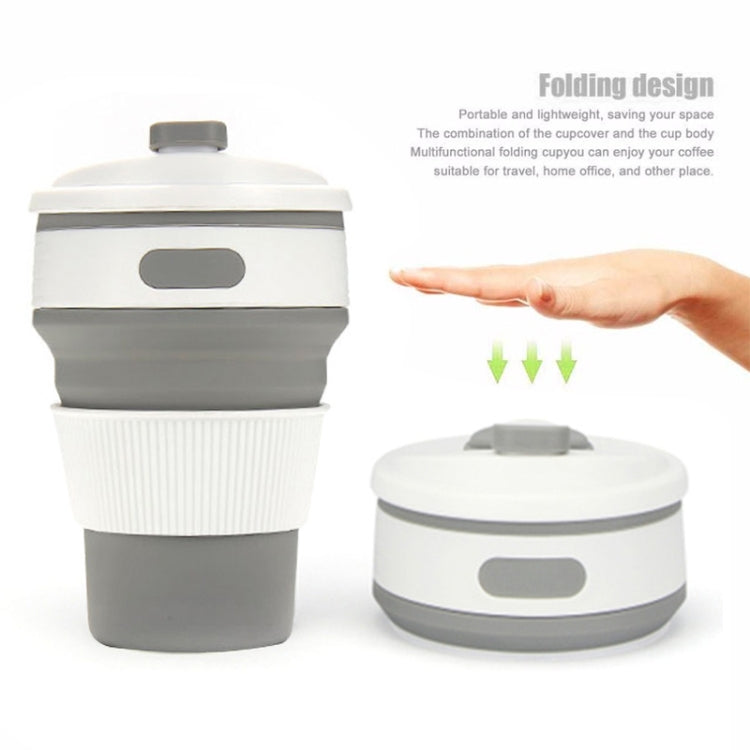 350ml Folding Portable Silicone Coffee Cup Multi-function Travel Cup (Grey)