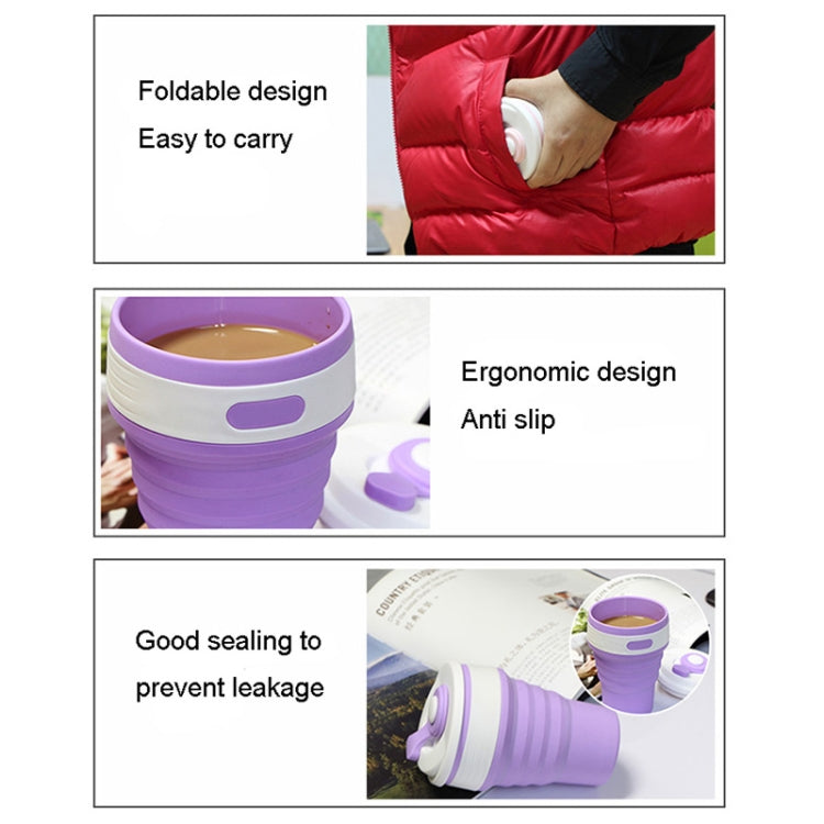 350ml Folding Portable Silicone Coffee Cup Multi-function Travel Cup (Grey)
