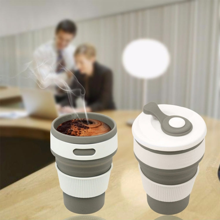350ml Folding Portable Silicone Coffee Cup Multi-function Travel Cup (Grey)