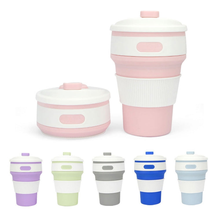 350ml Folding Portable Silicone Coffee Cup Multi-function Travel Cup (Grey)