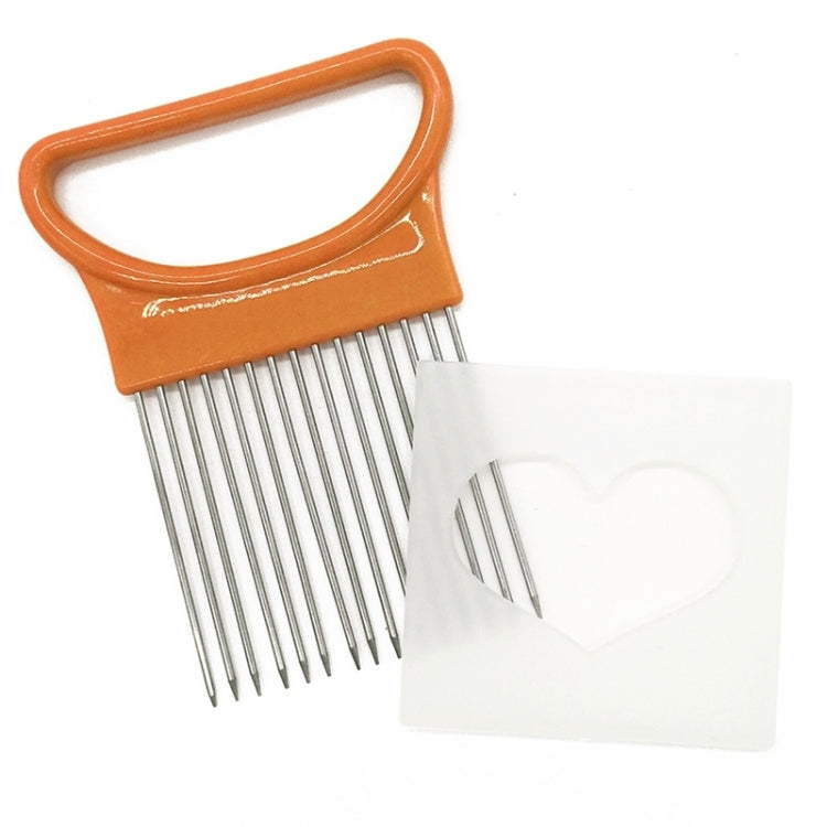 Stainless Steel Vegetable Onion Cutter Holder Meat Needle Kitchen Tools(Orange)