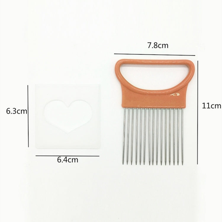 Stainless Steel Vegetable Onion Cutter Holder Meat Needle Kitchen Tools(Orange)