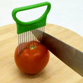 Stainless Steel Vegetable Onion Cutter Holder Meat Needle Kitchen Tools(Green)