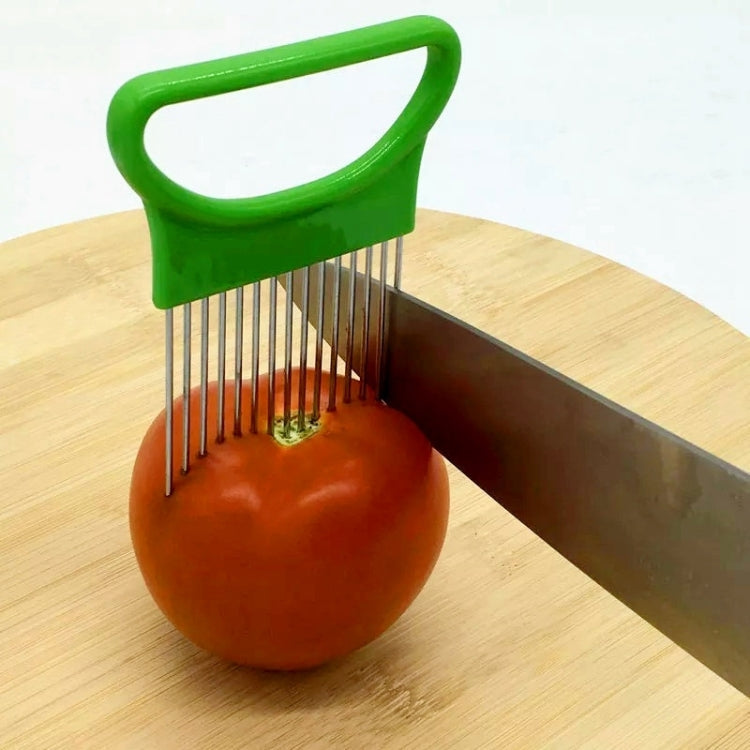 Stainless Steel Vegetable Onion Cutter Holder Meat Needle Kitchen Tools(Green)